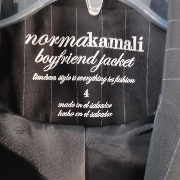 Norma Kamali Boyfriend Jacket Black White Pinstripe Size 4 Blazer Excellent - Picture 9 of 9